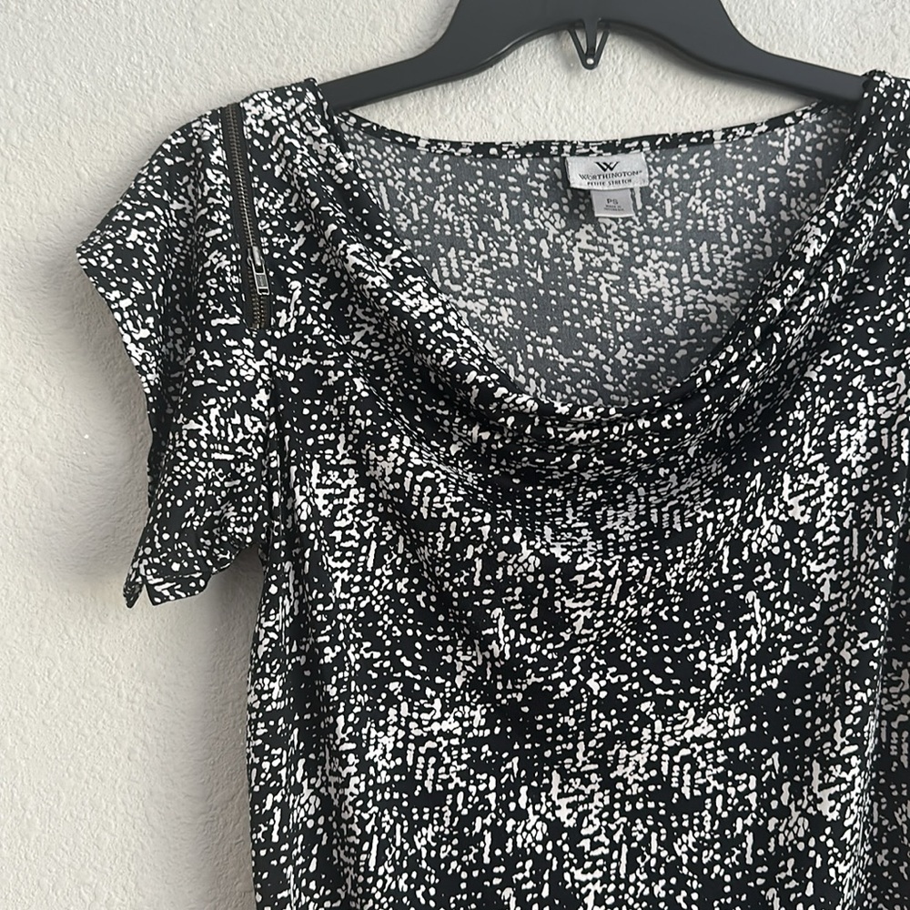 Worthington petite stretch shoulder zip cute blouse ps - Picture 2 of 6